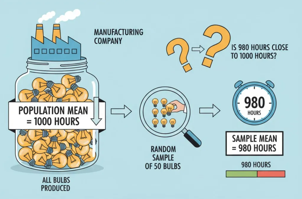 Image showing the application of z-test in light bulb manufacturing